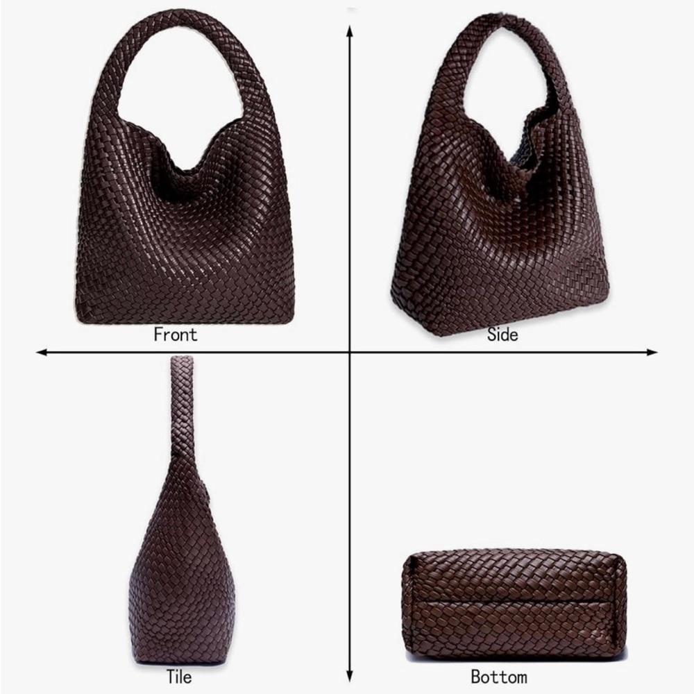 Anthropologie Braided Leather Hobo in Dark Brown